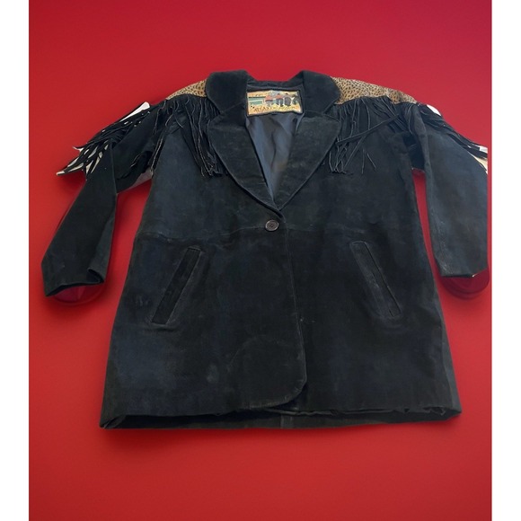 NWT! Cheeta Print Fringe Suede Jacket Women's Large Retail $188.00 - Picture 7 of 14